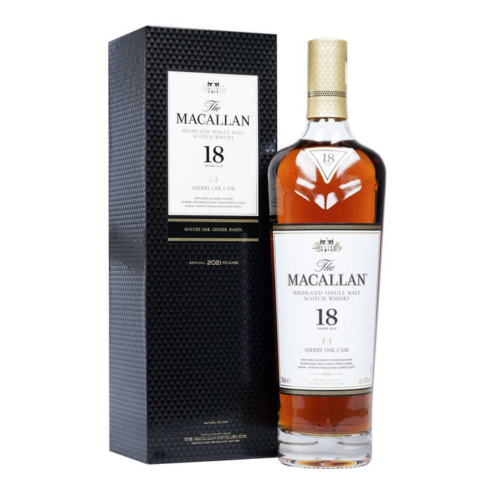 Macallan 18 Year Old Sherry Oak Cask Whisky 2021 Release 70cl 43% ABV