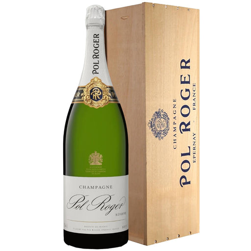 Bottle Of Pol Roger Champagne Jeroboam With Wooden Gift Box 