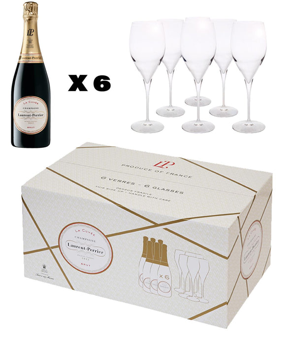 Laurent-Perrier Champagne Party Pack - 6 Bottles & 6 Glasses