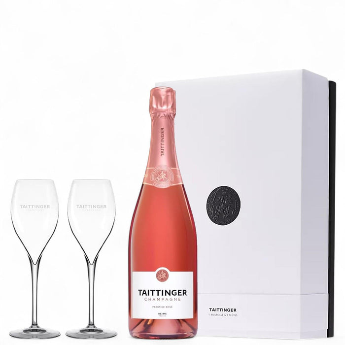 Taittinger Brut Rose Champagne Two Glass Gift Set