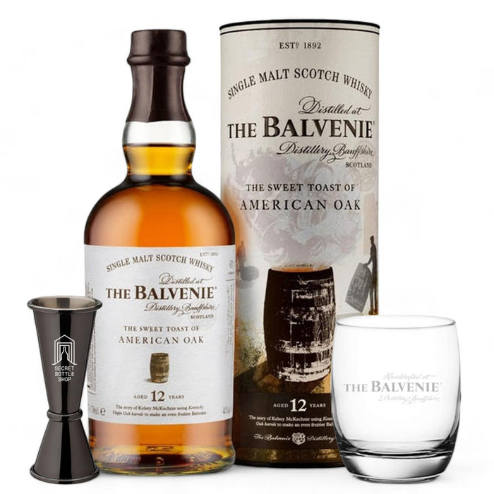 Balvenie Stories The Sweet Toast Of American Oak 12 Year Old Whisky Glass & Jigger Gift Set 70cl