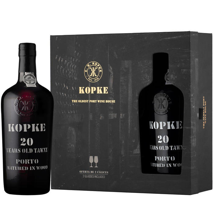 Kopke 20 Year Old Tawny Port Gift Set With 2 Port Glasses
