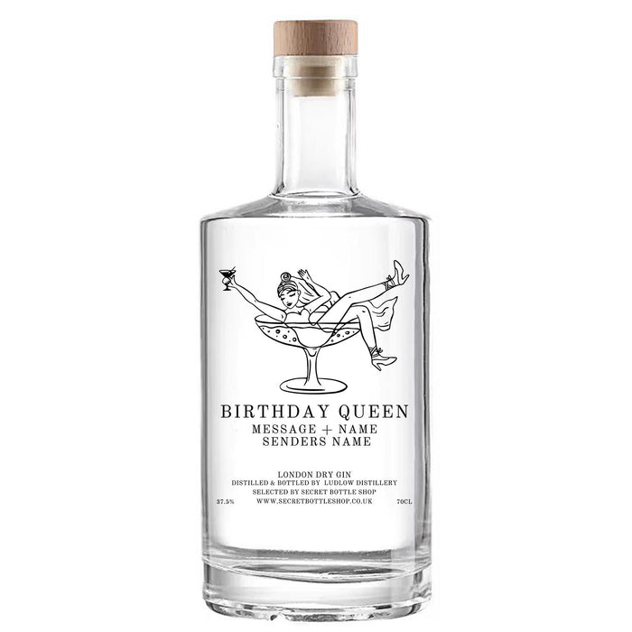 Personalised Birthday Queen Engraved Gin