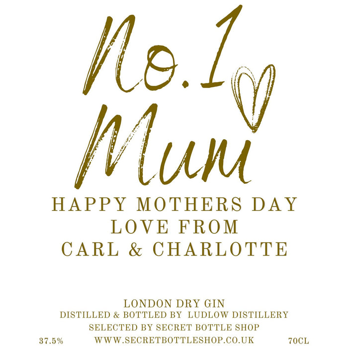 Personalised No.1 Mum Engraved Gin 70cl Example Design