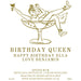 Personalised Birthday Queen Engraved Rum Example Design