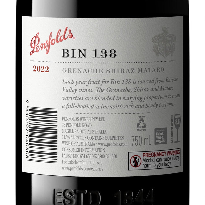 Penfolds Bin 138 Grenache Shiraz Mataro 2020 75cl