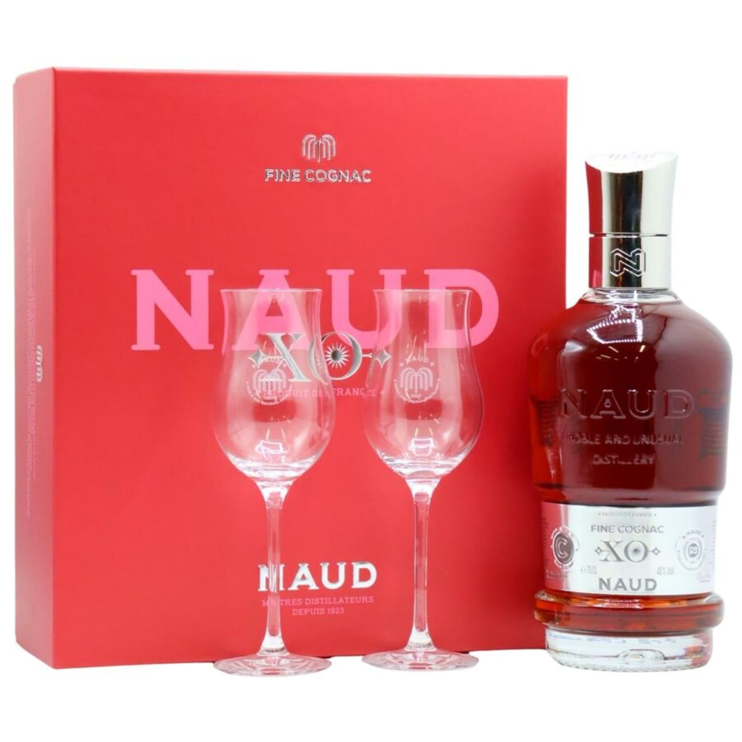 Naud XO Cognac Gift Pack With 2 Glasses | Next Day Delivery