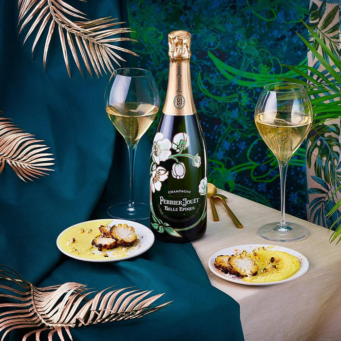 Perrier Jouet Belle Epoque Vintage Champagne & Two Glass With Food