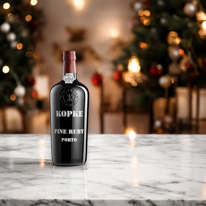 Bottle Of Kopke Fine Ruby Port At Christmas 