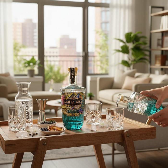 Person pouring Santa Ana Florale Gin into a glass