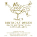 Personalised Birthday Queen Engraved Gin Example Design