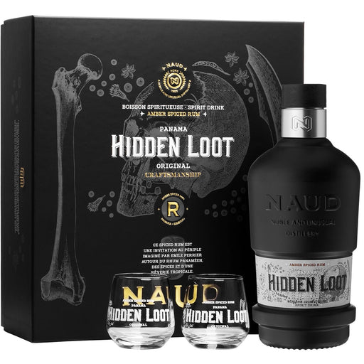 Naud Hidden Loot Spiced Rum Gift Pack With 2 Glasses