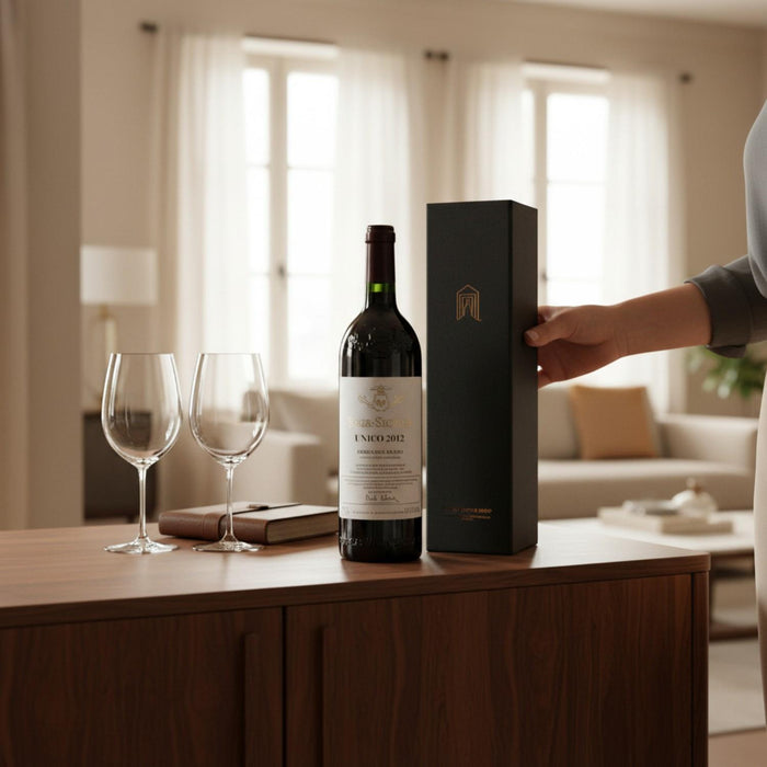Vega Sicilia Unico & Secret Bottle Shop Gift Box & Two Glasses