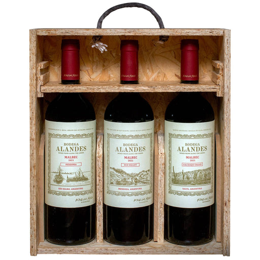Bodega Alandes Malbec Discovery Trilogy in Wooden Gift Box