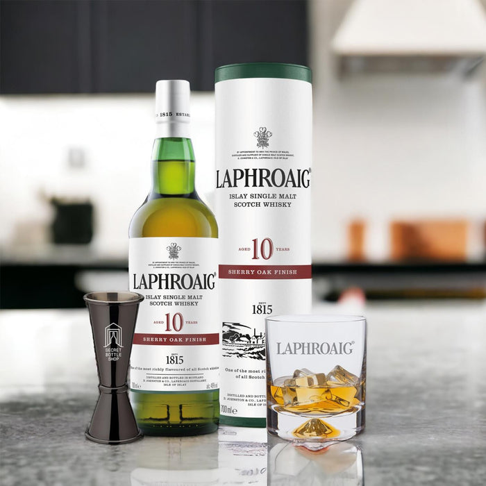 Laphroaig 10 Year Old Sherry Oak Finish Whisky Glass & Jigger Gift Set 70cl