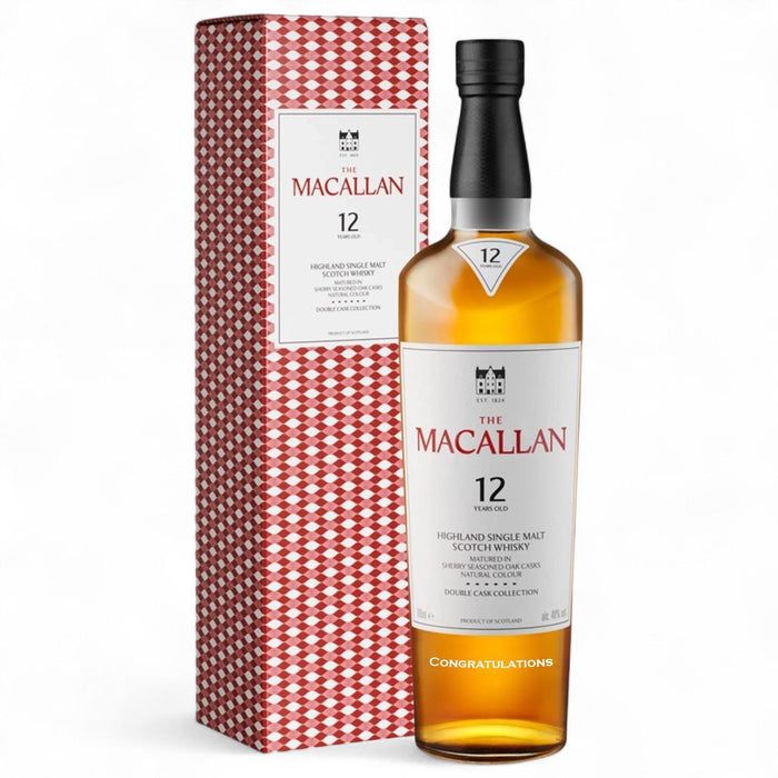 Macallan 12 Year Old Double Cask Whisky - Congratulations Engraved 70cl