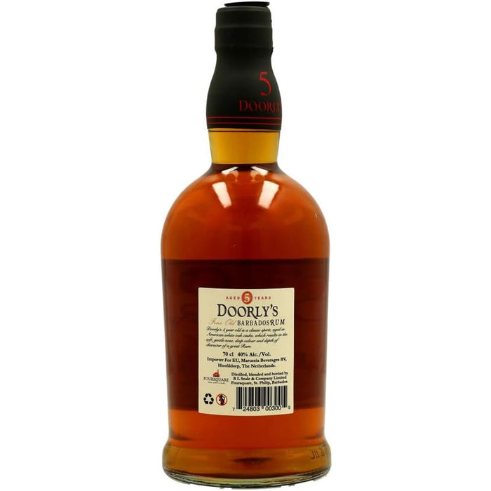 Back Of Doorly's 5 Year Old Gold Rum