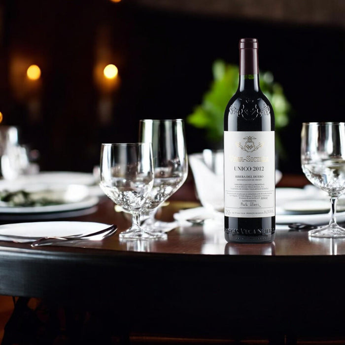 Vega Sicilia Unico on a table set for Christmas