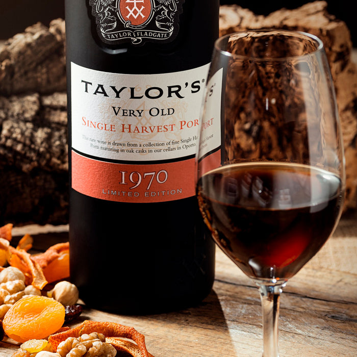 Taylors Very Old Single Harvest 1970 Vintage Port & Glass