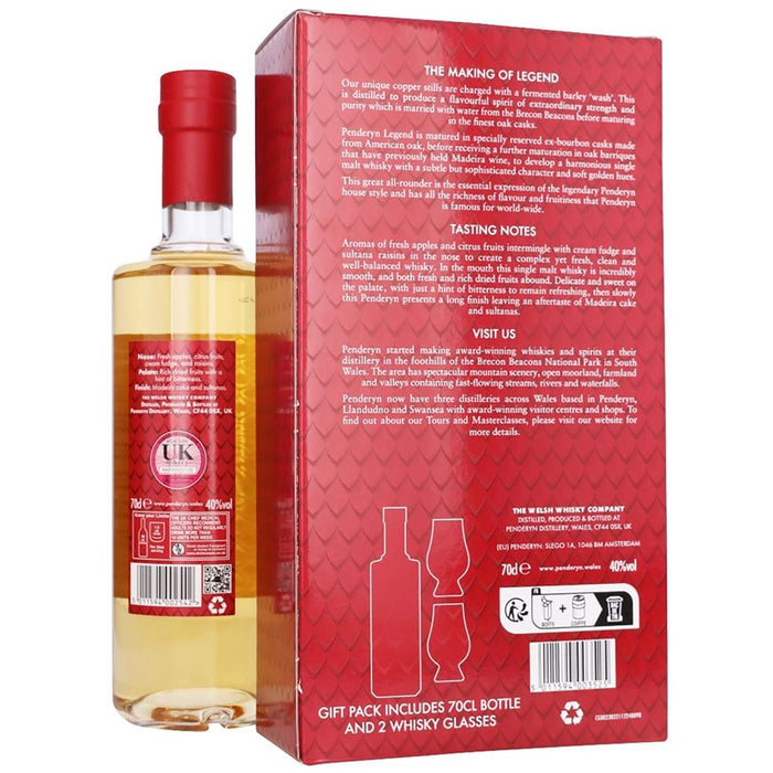 Penderyn Legend Whisky & 2 Glass Gift Set 70cl