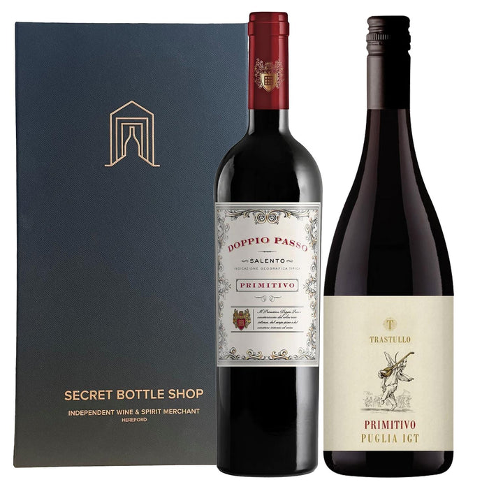 Primitivo Discovery Red Wine Gift Set | Two 75cl Bottles | Luxury Christmas Wine Gift