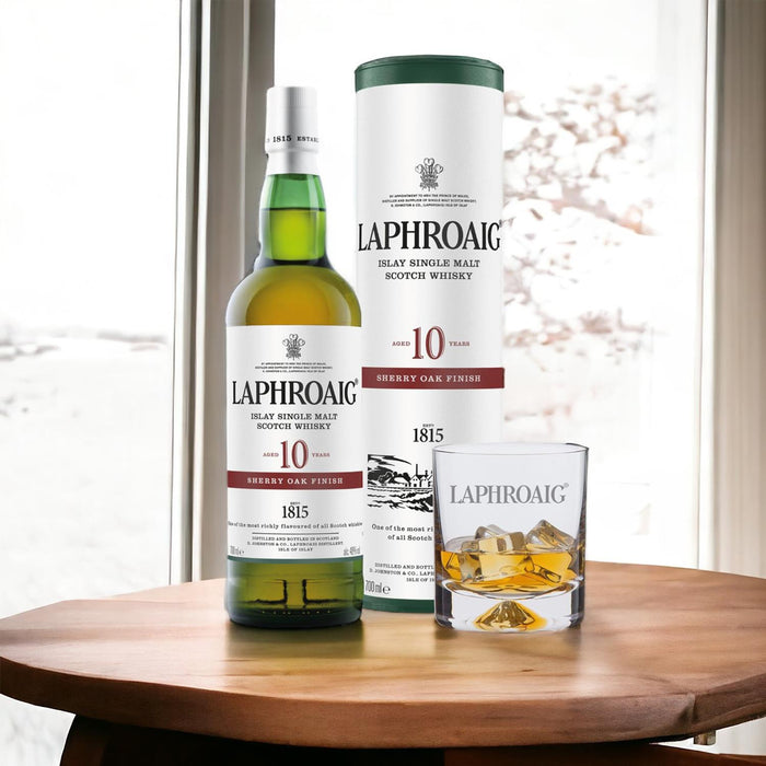 Laphroaig 10 Year Old Sherry Oak Finish Whisky Glass & Jigger Gift Set 70cl