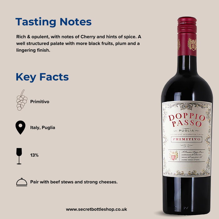 Primitivo Di Puglia Doppio Passo Case Of 6 x 75cl