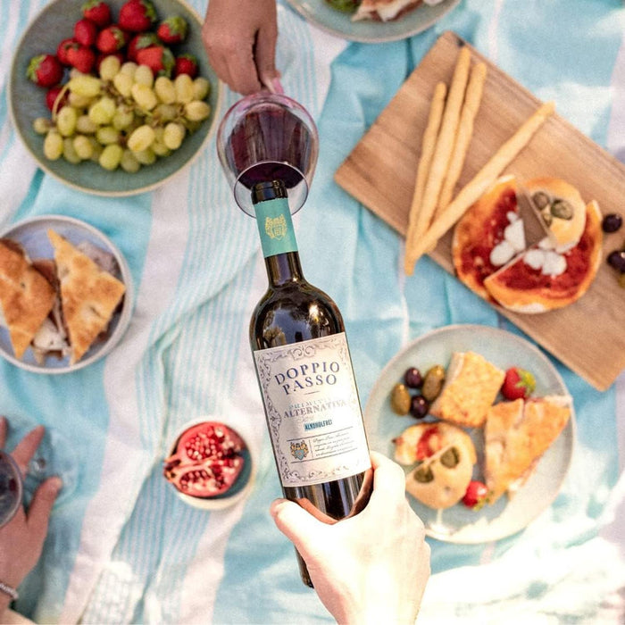 Doppio Passo Red Alcohol Free enjoyed at picnic.