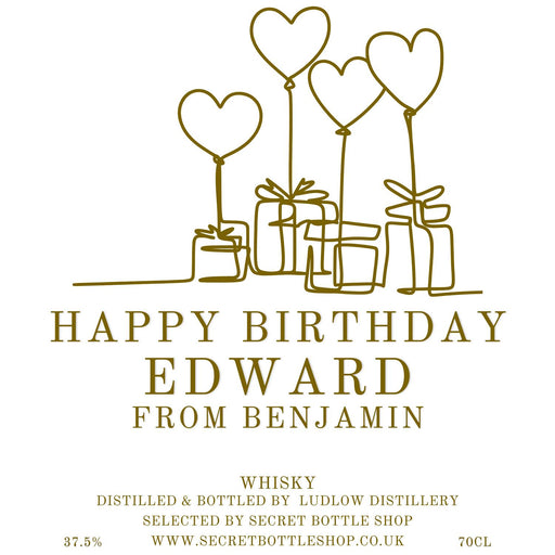 Personalised Happy Birthday Presents & Balloons Engraved Whisky Example Message