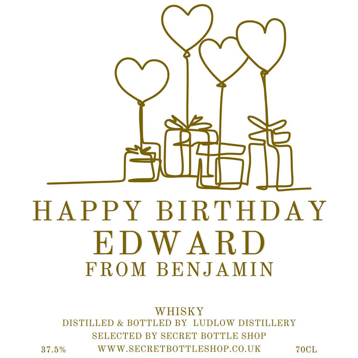 Personalised Happy Birthday Presents & Balloons Engraved Whisky Example Message