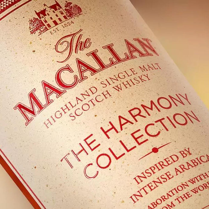 Macallan Harmony Collection Intense Arabica Whisky Label