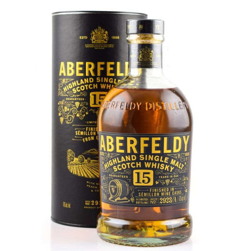 Bottle Of Aberfeldy 15 Year Old Cadillac French Semillon Cask Whisky With Tube Gift Box