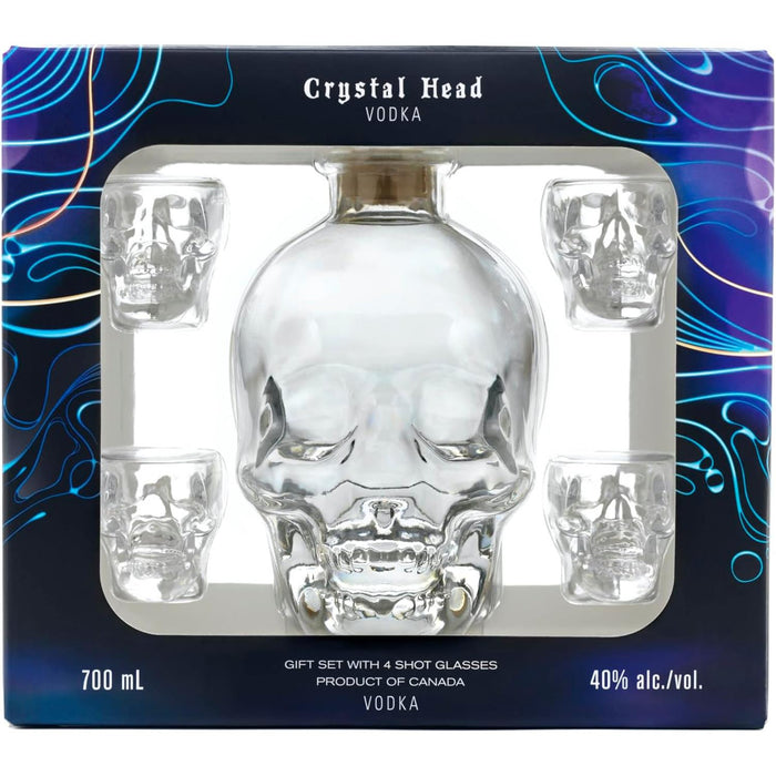 Crystal Head Vodka Gift Set With 4 Shot Glasses In Gift Box