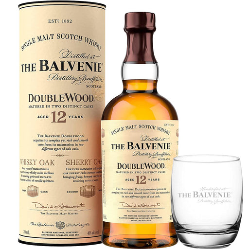 Balvenie 12 Year Old Doublewood Whisky & Branded Whisky Glass