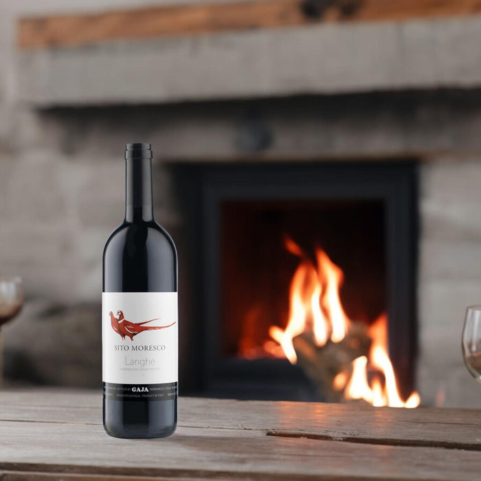 Enjoy Langhe Red Wine In Front Of Fire