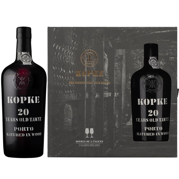 Kopke 20 Year Old Tawny Port Gift Set With 2 Port Glasses