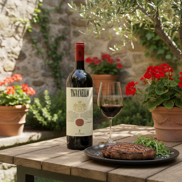 Antinori Tignanello 2023 with steak the perfect food match