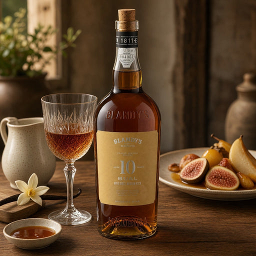 Blandy's Bual 10 Year Old Madeira with figs and poached pears