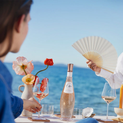 Couple Enjoying Domaines Ott Clos Mireille Provence Rose Wine By The Sea