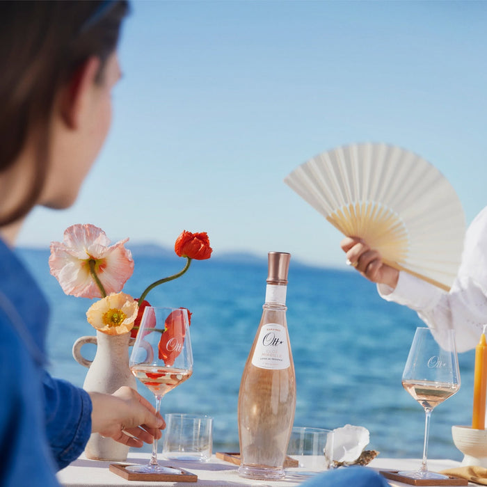 Couple Enjoying Domaines Ott Clos Mireille Provence Rose Wine By The Sea
