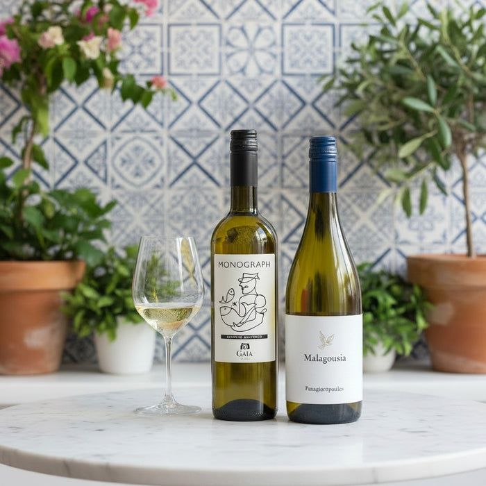 Greek White Wine Discovery Duo with glass