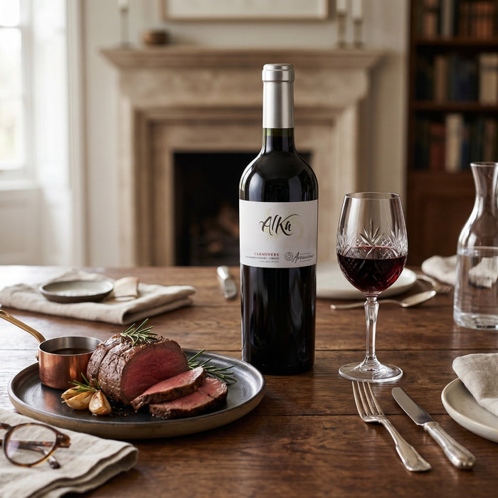 Hacienda Araucano Alka Organic Carmenere paired with roast beef