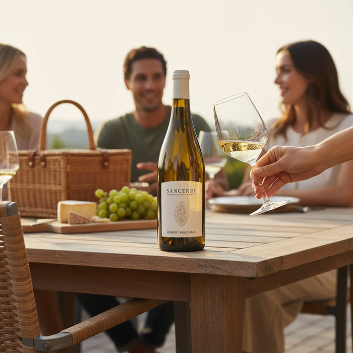 Friends Sharing Hubert Brochard Sancerre  At A Picnic