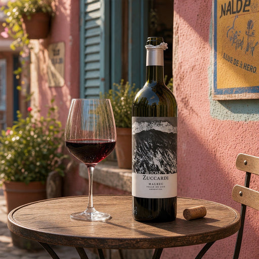 Jose Zuccardi Mendoza Malbec in a cafe.