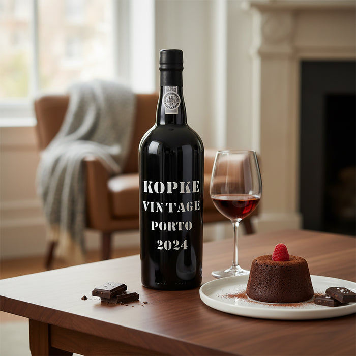 Kopke Vintage Port 2024 With Chocolate Dessert