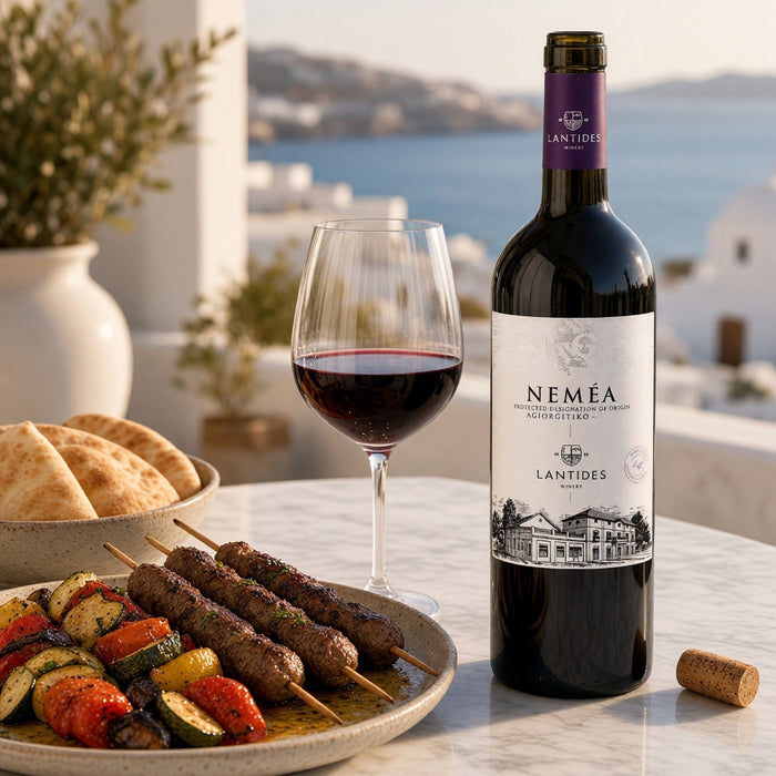 Lantides Estate Nemea Agiorgitiko with grilled lamb and roasted vegatables. 