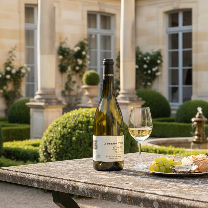 Le Domaine d'Henri Chablis Saint Pierre with a glass of wine