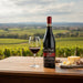Montresor La Colombaia Amarone della Valpolicella DOCG with a plate of cheese and glass of wine with a vineyard view