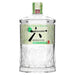Roku Gin bottle with green label on a white background
