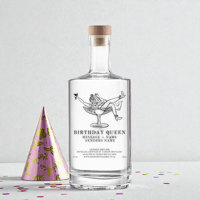 Personalised Birthday Queen Engraved Gin perfect for birthday gifting